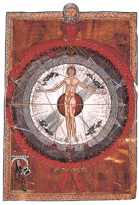 The Universal Man, Liber Divinorum Operum of St. Hildegard of Bingen, 1165 Copy of the 13th century / https://commons.wikimedia.org/w/index.php?curid=47047